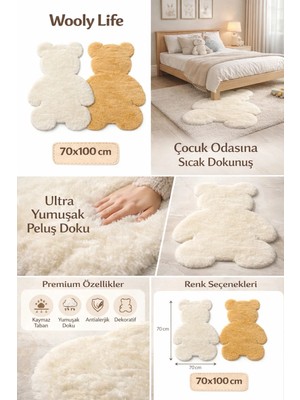 Peluş Halı Ayıcık Desen 70X100 Paspas Çocuk Odası