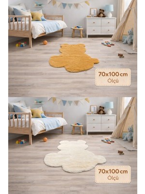 Peluş Yan Duran Ayıcık Desen 70X100 Paspas Çocuk Odası