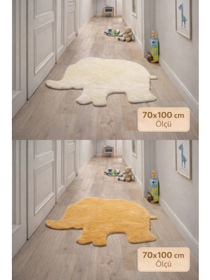 Peluş Halı Fil Desen 70X100 Paspas Çocuk Odası
