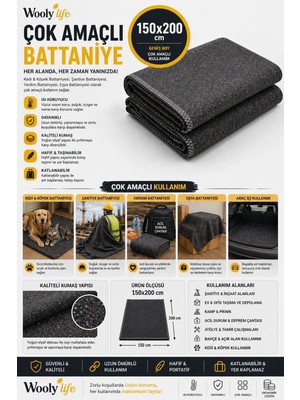 Çok Amaçlı Battaniye 150X200 Şantiye Battaniyesi Evcil Hayvan Battaniyesi Eşya Battaniyesi