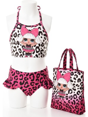 Modanino Kız Çocuk Çantalı 3'lü Mayo Takımı (Çanta+Mayo+Bikini) 3-10 Yaş 12586N