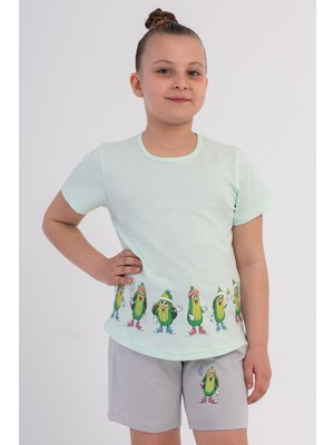 Vienetta Pamuklu Kız Çocuk Kısa Kol Şortlu Pijama Takım(9/10-15/16), 601161