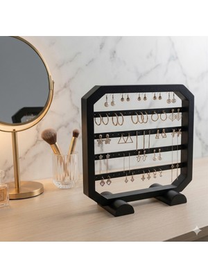 Modern Küpe Standı, Takı Düzenleyici, Takı Standı , Kolye Askısı , 4 Bölmeli Organizer