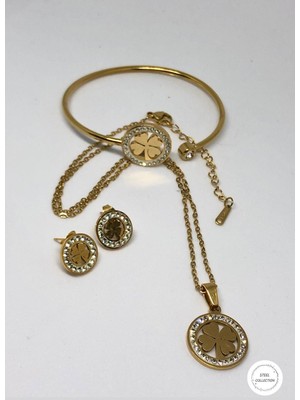 Carette De Terre Yonca Model Gold Renk Çelik Set