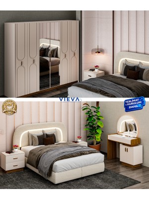 Vieva Seren Yatak odası takımı 6 Kapılı Gardırop 100% Mdf Bazalı– Teslimat & Kurulum Dahil