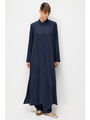 Micca %100 Doğal Lyocel Dökümlü Soft Hissiyat Aller Arka Pelerin Maxi Tunik-Laci
