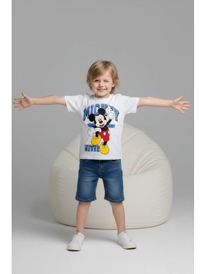 Yağmur Giyim Pjkskt Mickey Karakter Desenli Kot Şortlu Erkek Çocuk Kısa Kol Takım 6663