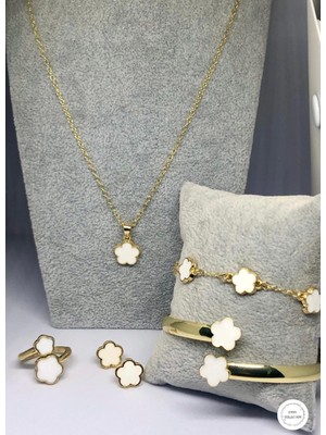 Carette De Terre Gold Renk Yonca Model Çelik Set