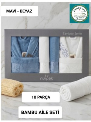 Nurpak Bambu Serisi  Lux Aile Bornoz Seti 10 Parça
