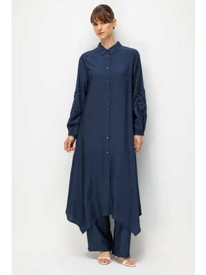 Micca Goldy %85 Lyocell Soft Kumaştan Kol El Işi Işleme Detaylı Zamansız Maxi Tunik Kap-Laci
