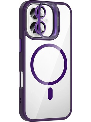 Zenvia Mey Ithalat®   iPhone 17 Remim Lensli Magsafe Standlı Kapak - Derin Mor