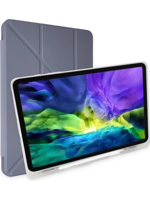 Zenvia Mey Ithalat®  iPad Pro 12.9 (2021) Kılıf Kalemlikli Mars Tablet Kılıfı - Lavender
