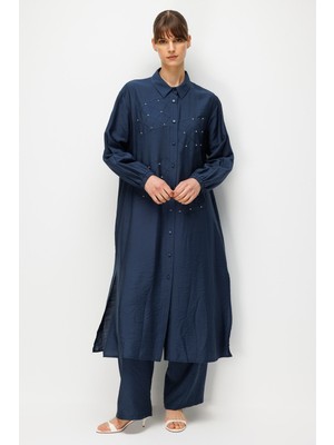 Micca Goldy %85 Lyocell Soft Kumaştan Elişi Nakış Detaylı Zamansız Pantalonlu Takım-Laci