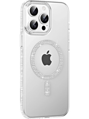 Zenvia Mey Ithalat®   iPhone 15 Pro Move Taşlı Magsafe Kapak - Natural Grey