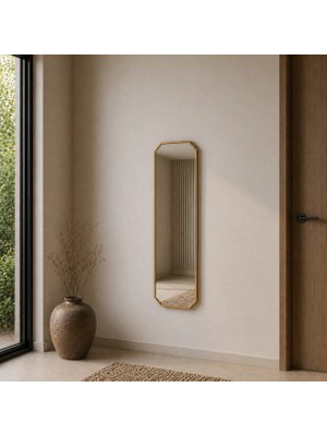 Aypars Atölye Modern Altın Çerçeveli Banyo Aynası 120X40 cm – Minimalist Dekoratif Duvar Aynası Modelleri