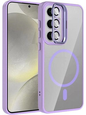 Zenvia Mey Ithalat®  Samsung Galaxy S25 Remim Lensli Magsafe Standlı Kapak - Lila