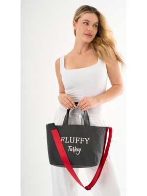 Mute Bag Nakışlı Black Mumlu Kanvas Okul Omuz El Çantası + Ayarlanabilir Askı (En:27/40 Boy:23)