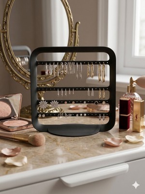 Zarif Modern Küpe Standı, Takı Düzenleyici, Takı Standı , Küpe Askısı , 4 Bölmeli Organizer