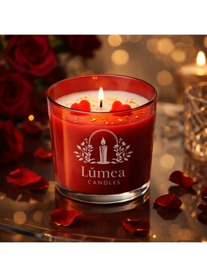 Lumea Candle Love Flame – Sevgililer Günü Hediyesi Özel Kırmızı Cam Bardaklı Soya Mum | 175 G