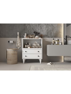 Minimalist Banyo Rafı ve Düzenleyici Dolap - Yerden Yüksek Modern Banyo Ünitesi NRG-BDZ-1006