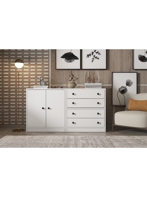 Çok Bölmeli Yaşam Alanı Düzenleyici - Kapaklı ve Çekmeceli Modern NRG-KNS-1043