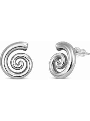 Nergis Collection Kadın Spiral Form Çelik Küpe – Modern Minimal Silver Tasarım, Günlük Şık Kullanım