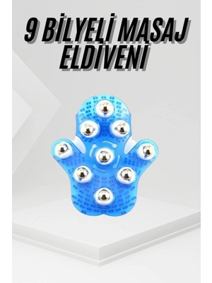 Nevamel® 9 Bilyeli Masaj Eldiveni Tüm Vücut Masajına Uygun Kafa Masaj Aleti