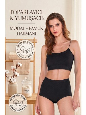Berrak Kadın Modal Pamuk Karışımlı Yüksek Bel Toparlayıcı Külot / 1 Adet