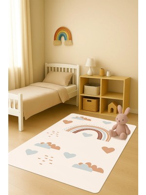 Dolce Mariee Modern Desenli Dijital Baskı Kaymaz Taban Çocuk ve Genç Odası Halısı H0755