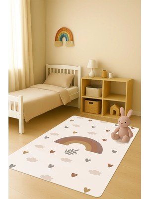 Dolce Mariee Modern Desenli Dijital Baskı Kaymaz Taban Çocuk ve Genç Odası Halısı H0753
