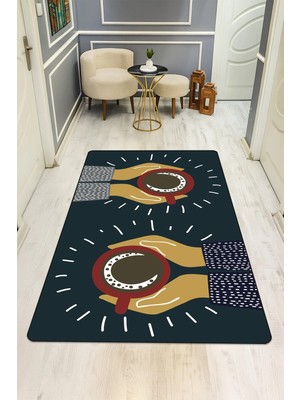 Dolce Mariee Modern Desenli Dijital Baskı Kaymaz Taban Halı H0739