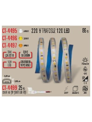 Cata CT-4495 220 V Trafosuz 120 LED Beyaz 5 Metre