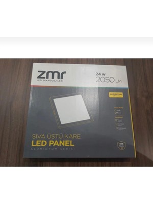 ZMR Sıva Üstü Kare LED Panel 24W Beyaz Kasa Beyaz Işık
