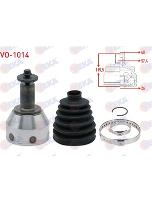 Otoco Volvo V60 1.6 D A-T 2010 Aks Kafasi Sol-Sag On Dis Uzunluk 115,5MM