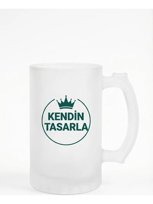 Desene Bak Kendin Tasarla Buzlu Cam Bira Bardağı - Kişiye Özel Baskılı Bira Bardağı Hediye (Fotoğraf, Isim, Logo Baskı)