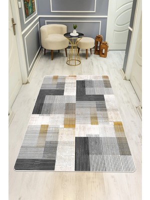 NEWORA Modern Desenli Dijital Baskı Kaymaz Taban Halı H0936