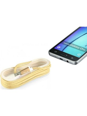 Hereveoyuncak Android Örgü Şeklinde Renkli Çelik Şarj Datta Kablosu - Gold