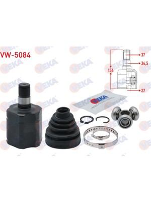 Otoco Volkswagen Transporter Vı 2.0 Tdı 140 Hp A-T 2009 Aks Kafasi Sol On Ic 37X27X34,5 Uzunluk 154MM