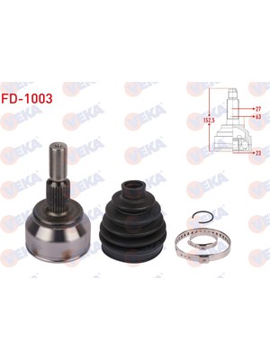 Otoco Ford Focus Iıı 1.6 Ti-Vct A-T 2011-2015 Aks Kafasi Sol-Sag On Dis Uzunluk 152,5MM