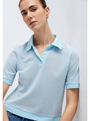 Mavi Çizgili Mavi Polo Tişört 1614310-91728