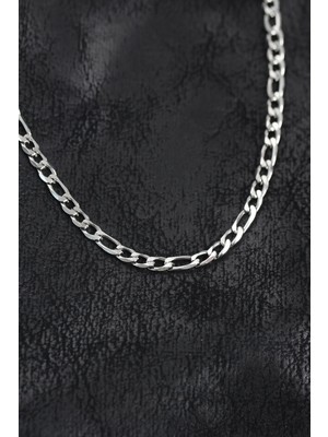 Inure Jewelry 316L Çelik Gümüş Renk Figaro Zincir Model Erkek Kolye