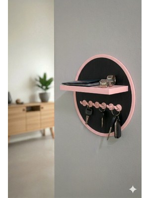AKT Yapışkanlı Raflı Duvar Anahtarlık Askısı Modern Dekoratif Anahtarlık Tutucu Raf Giriş Holü Organizer Delmeden Montaj Minimal Tasarım Bohem Anahtarlık Standı