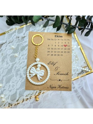 Hayaller Dükkanı 30 Adet Takvim Baskılı Lüks Anahtarlıklı Söz Nişan Nikah Kına Hediyelik