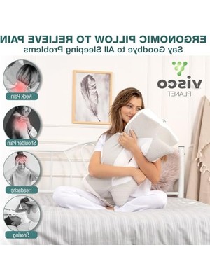 Cekar Store Ortopedik Yastık Visco Yastık Boyun Düzleşmesi Yastığı Güzellik Yastığı