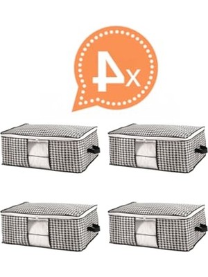 Cekar Store Baza ve Yatak Altı Uyumlu 4 Adet Lüks Pencereli Dolap Düzenleyici Hurç Baza Altı Hurç 64X45X22 cm (Siyah)