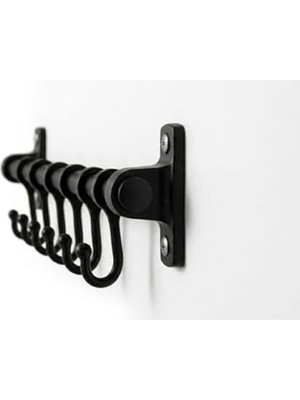 Cekar Store Orret Home 6 Kancalı Duvar Askısı Siyah Metal Askılık – Yapışkanlı ve Vidalı Montaj Seçeneği, Çok Amaçlı Fincan Askısı, Mutfak Banyo Kapı Arkası Askılık, Havluluk, Anahtarlık Organizer 50 cm