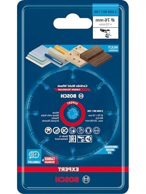 Cekar Store Bosch 1x Expert Carbide Multi Wheel Kesici Diskler (Sert Ahşap, Çivili Ahşap, Plastik, Alçıpan Panel, Ø 76 Mm, Aksesuar Mini Avuç Taşlama Makinesi)