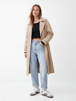 LTB Uzun Kollu Bisiklet Yaka Crop Siyah Sweatshırt