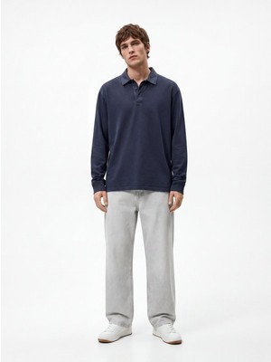 LTB Kısa Kollu Faded Fabric Lacivert Sweatshırt