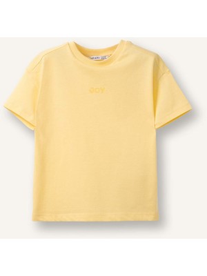 DeFacto %100 Pamuk Regular Fit Bisiklet Yaka Slogan Baskılı Kısa Kollu Tişört Kız Bebek E0698A526SM